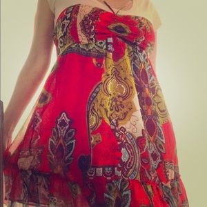 Twenty One Paisley Print Strapless Tunic Top